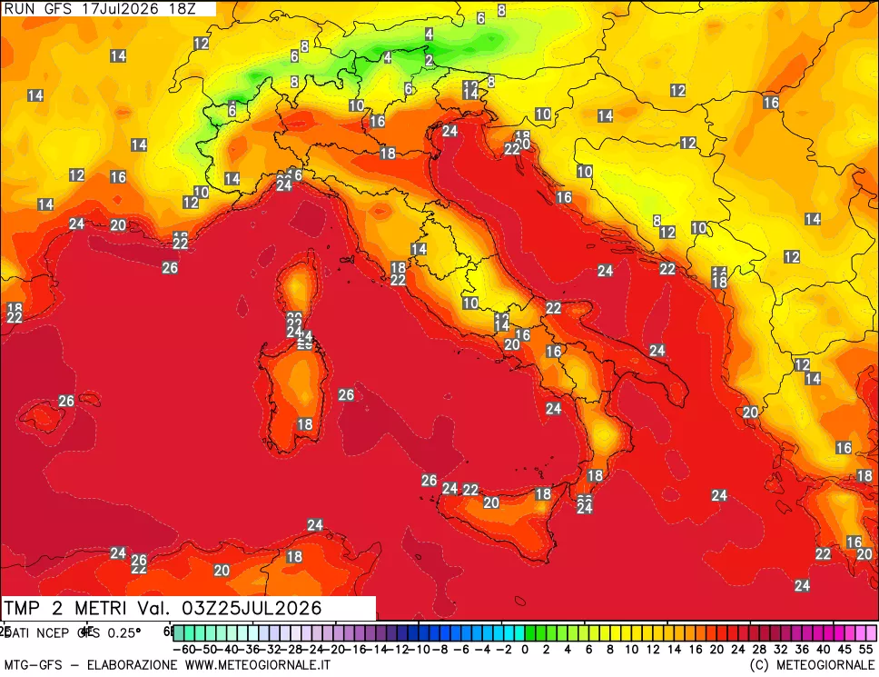 mappa Temp 2 metri