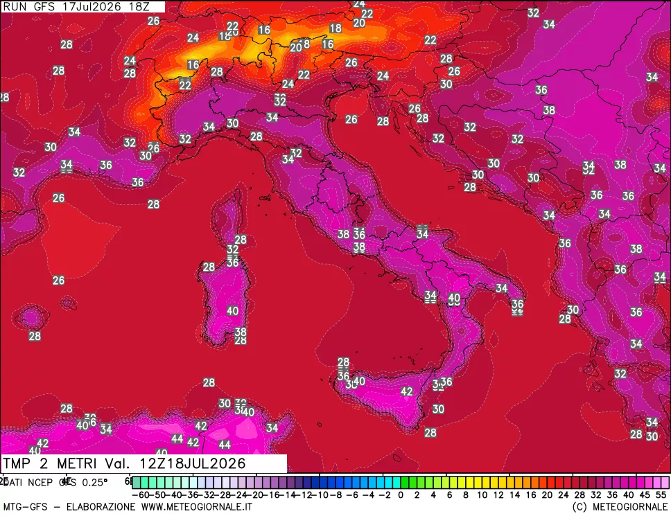 mappa Temp 2 metri