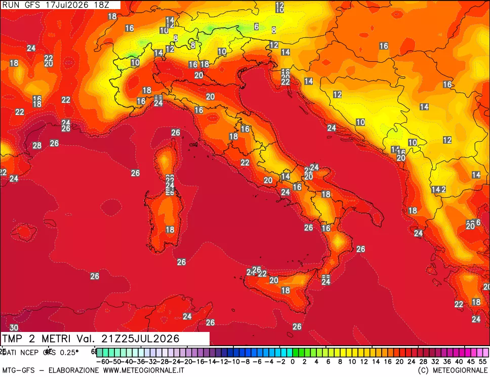 mappa Temp 2 metri