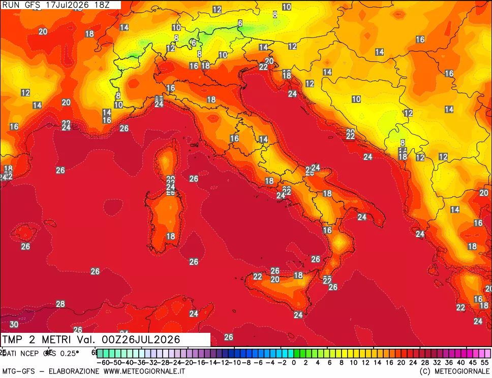 mappa Temp 2 metri