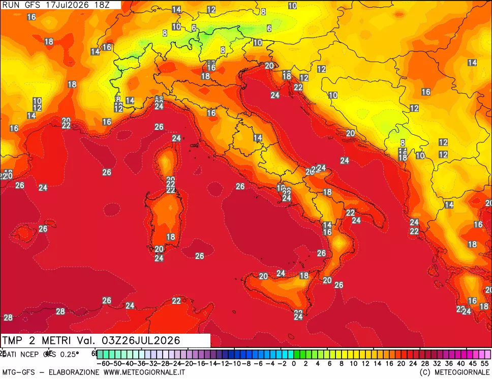mappa Temp 2 metri