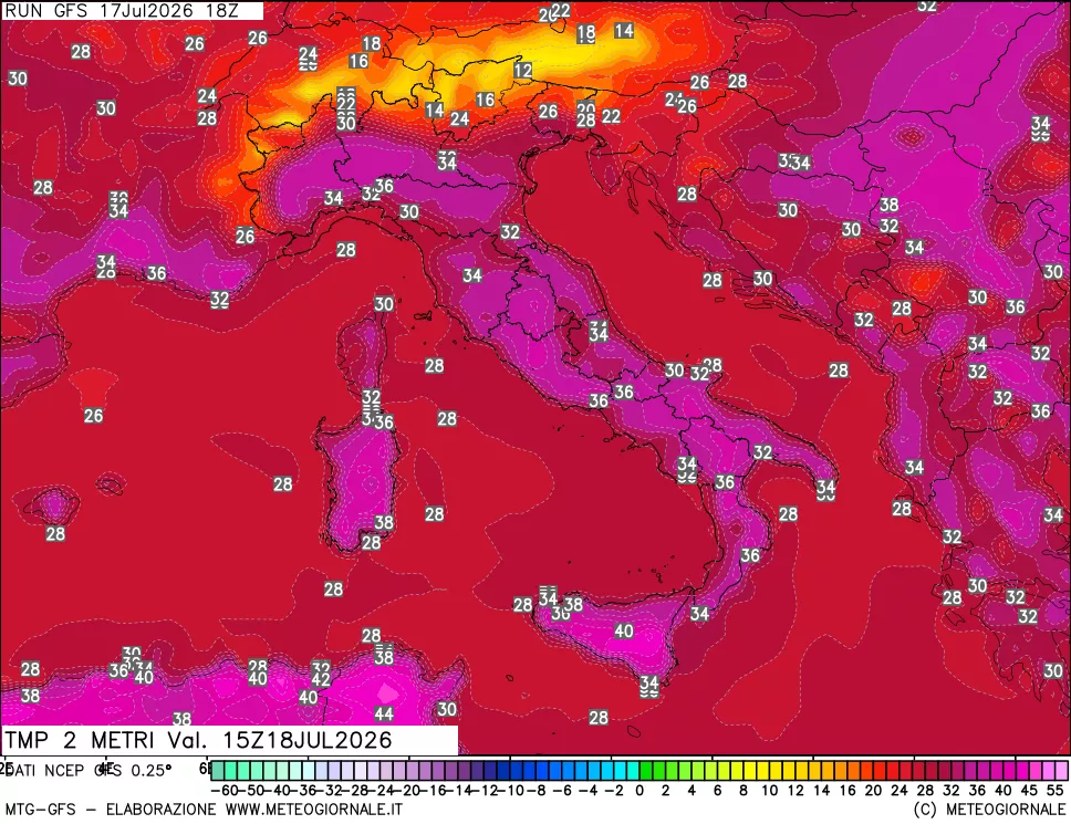 mappa Temp 2 metri