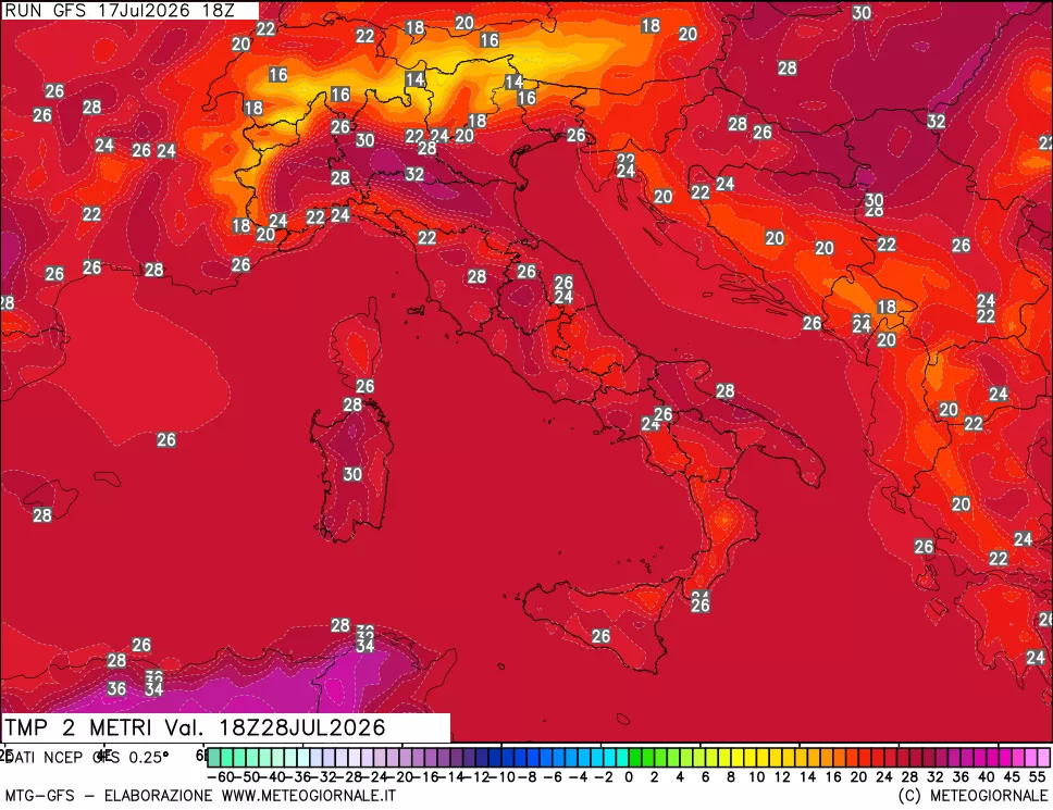 mappa Temp 2 metri