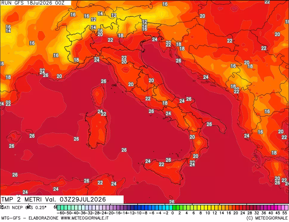 mappa Temp 2 metri