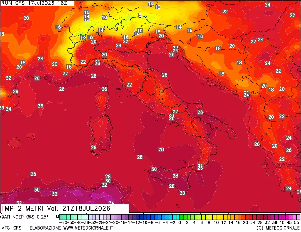 mappa Temp 2 metri