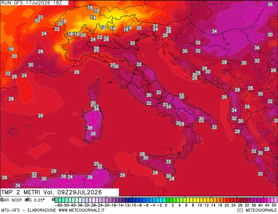 mappa Temp 2 metri