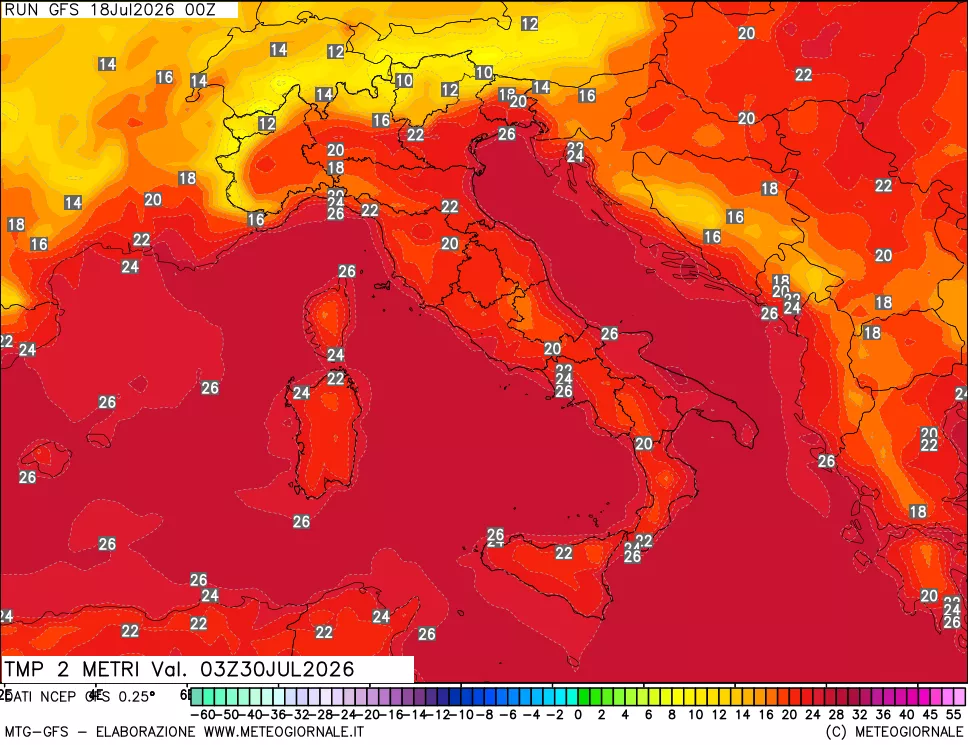 mappa Temp 2 metri