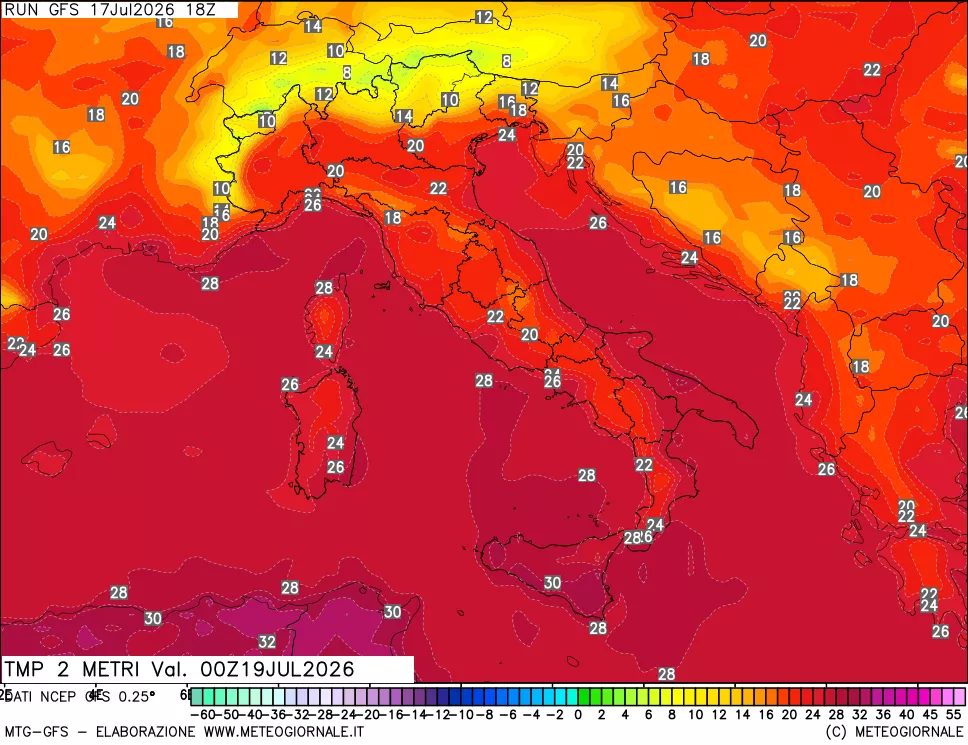 mappa Temp 2 metri