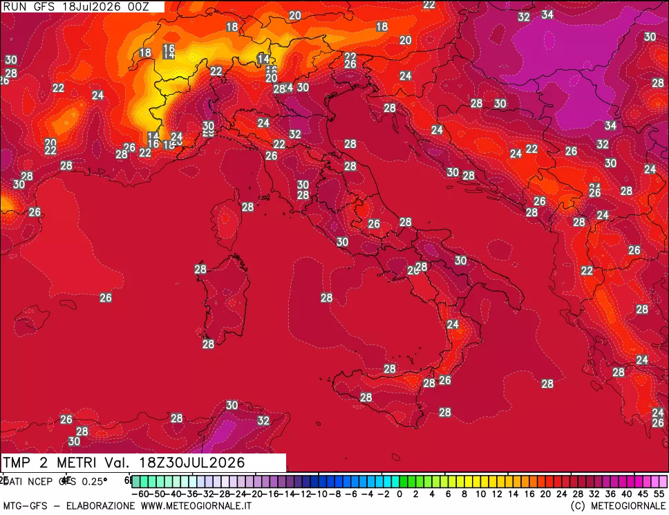 mappa Temp 2 metri
