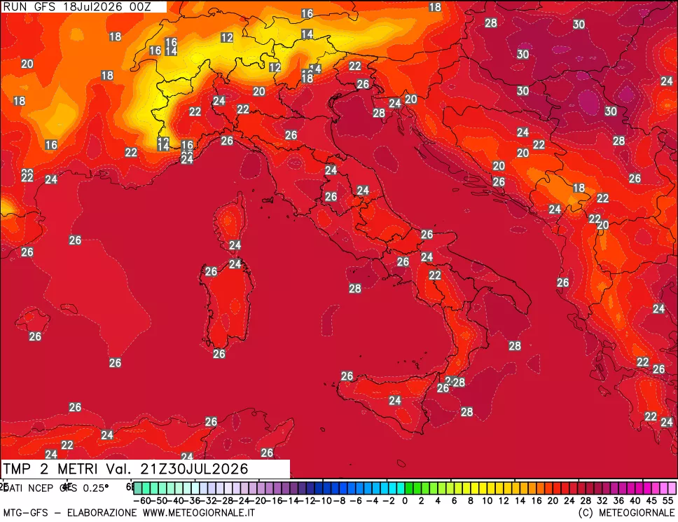 mappa Temp 2 metri