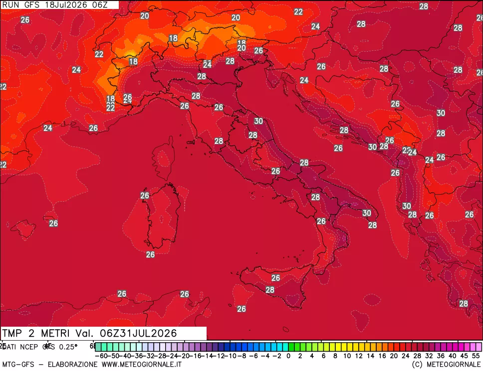 mappa Temp 2 metri