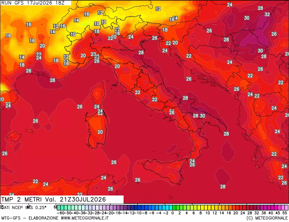 mappa Temp 2 metri