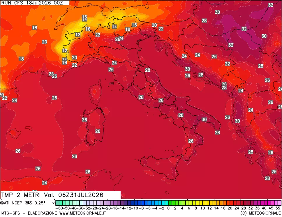 mappa Temp 2 metri