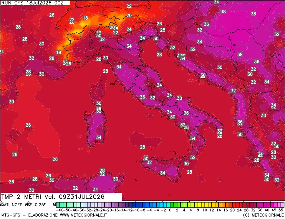 mappa Temp 2 metri