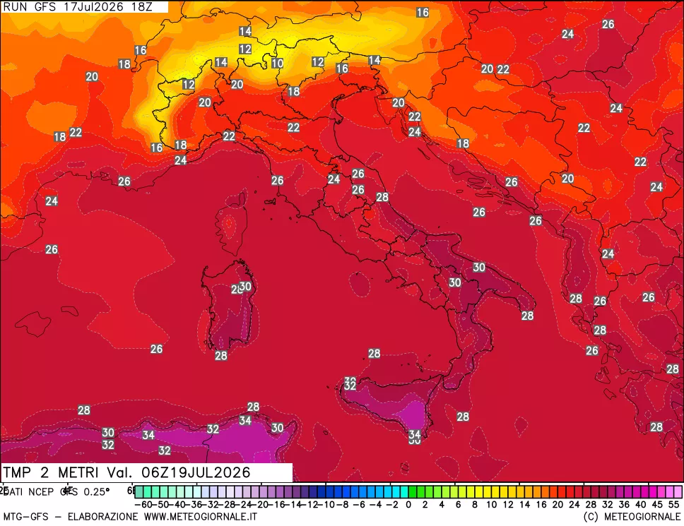 mappa Temp 2 metri