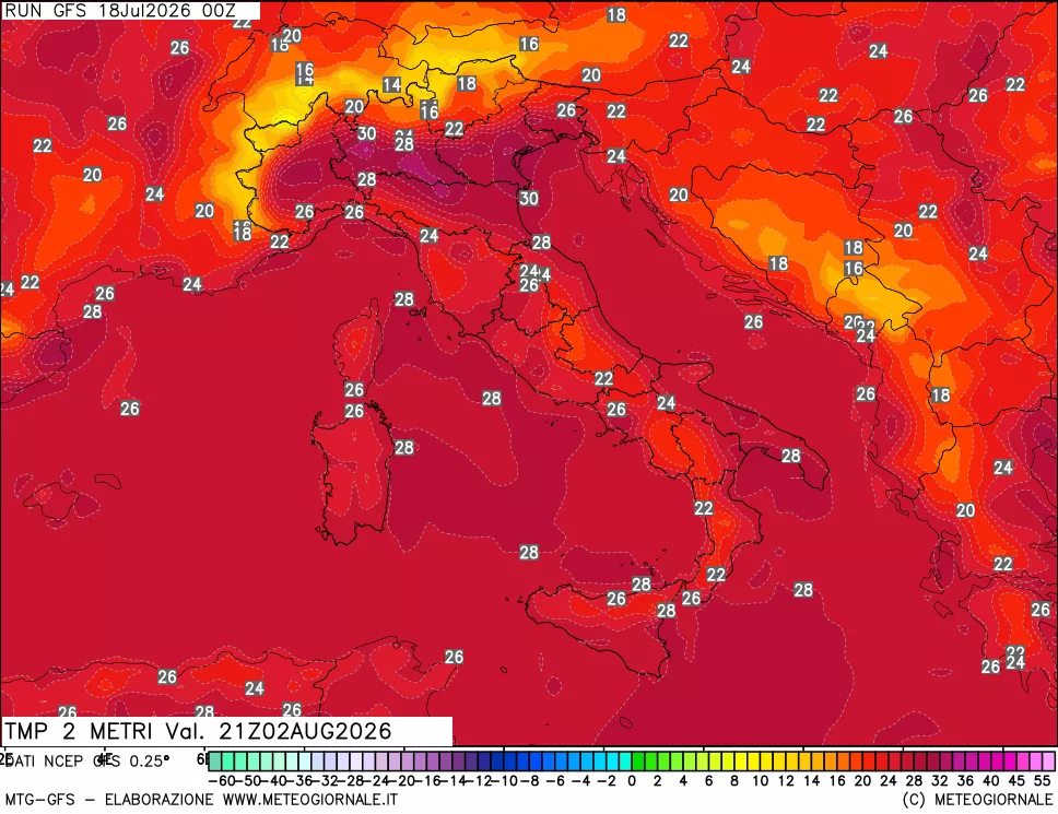 mappa Temp 2 metri
