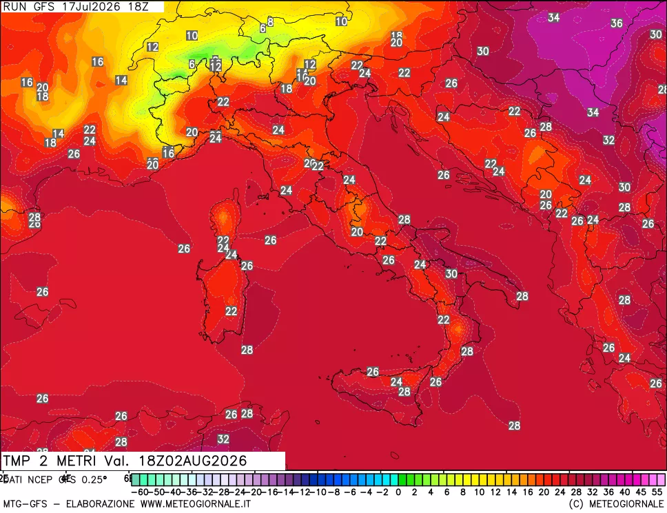mappa Temp 2 metri