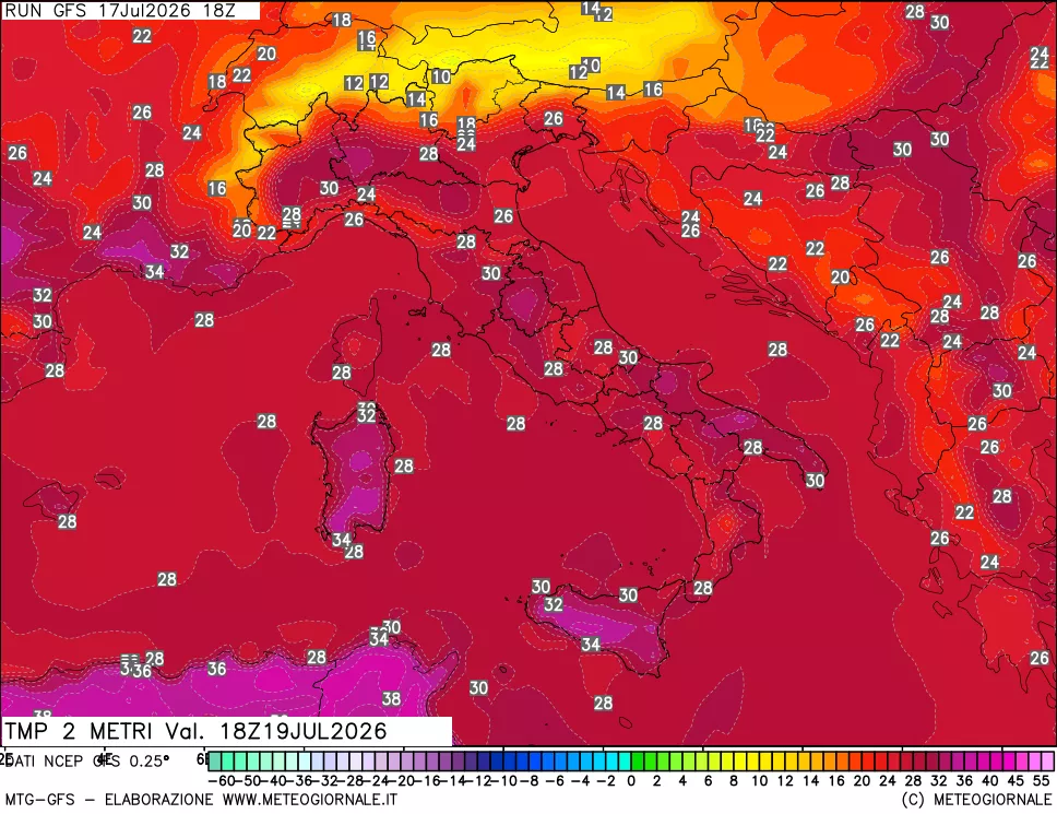 mappa Temp 2 metri