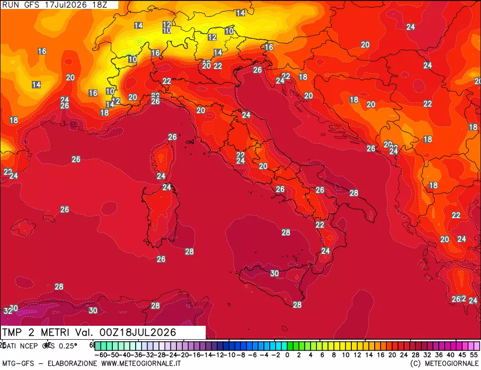 mappa Temp 2 metri