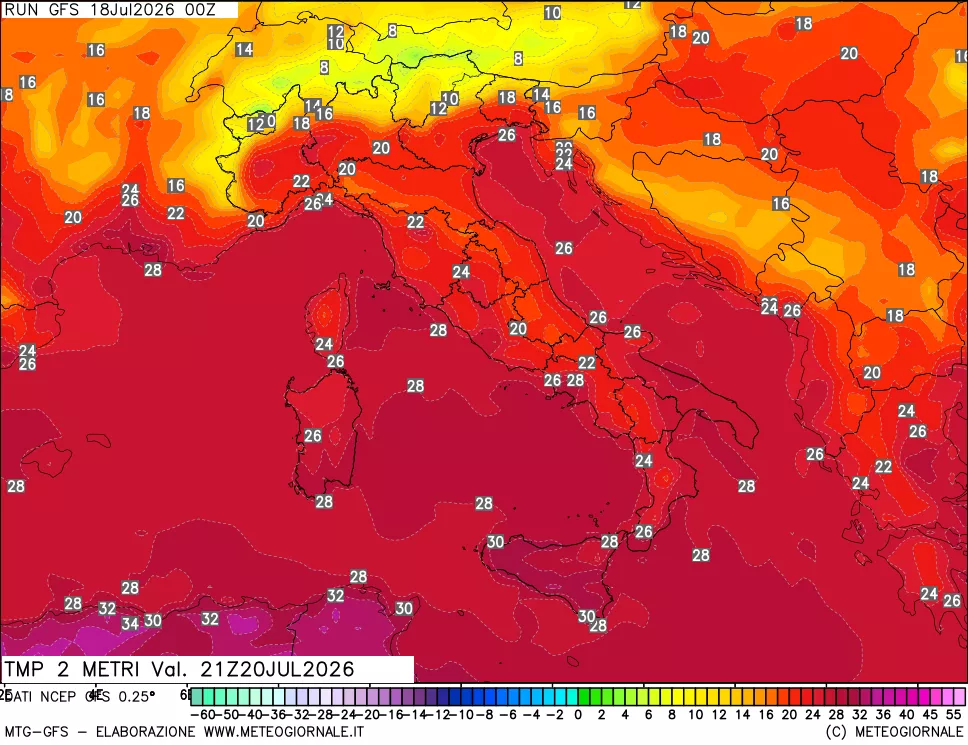 mappa Temp 2 metri