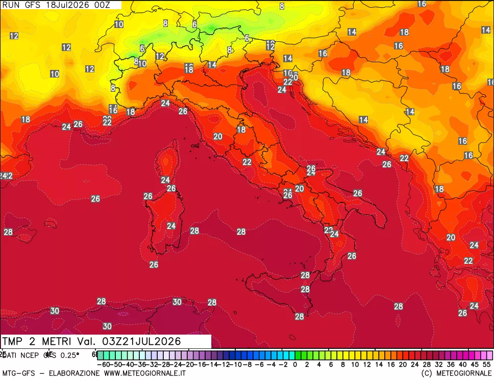 mappa Temp 2 metri