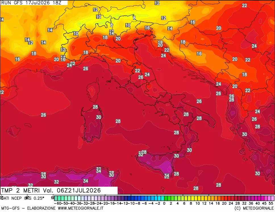 mappa Temp 2 metri