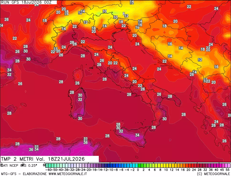 mappa Temp 2 metri