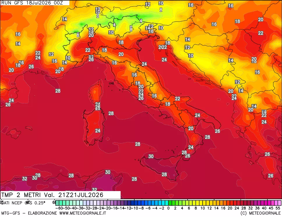 mappa Temp 2 metri