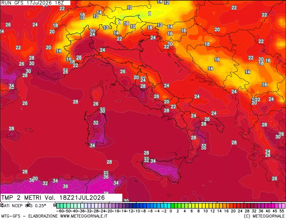 mappa Temp 2 metri