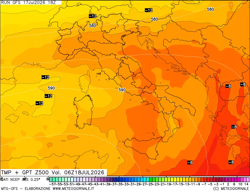 mappa 500 hPa Temp + GPT