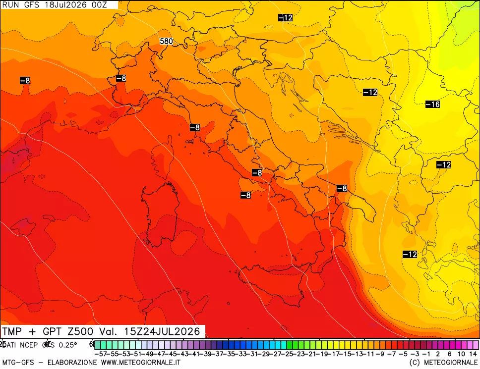 mappa 500 hPa Temp + GPT
