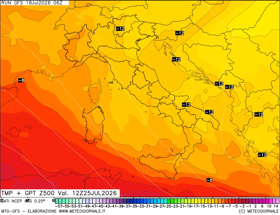 mappa 500 hPa Temp + GPT
