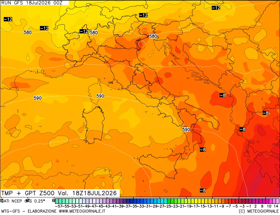 mappa 500 hPa Temp + GPT