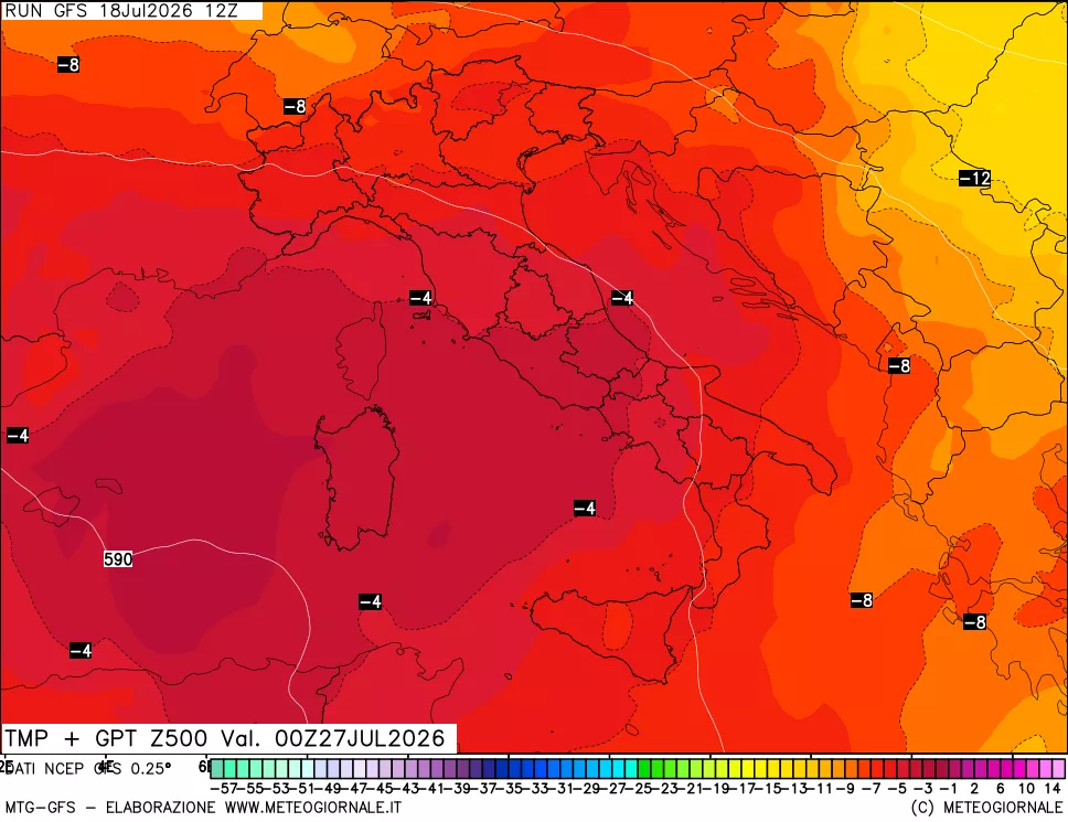 mappa 500 hPa Temp + GPT