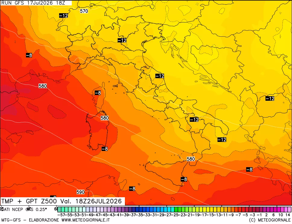 mappa 500 hPa Temp + GPT
