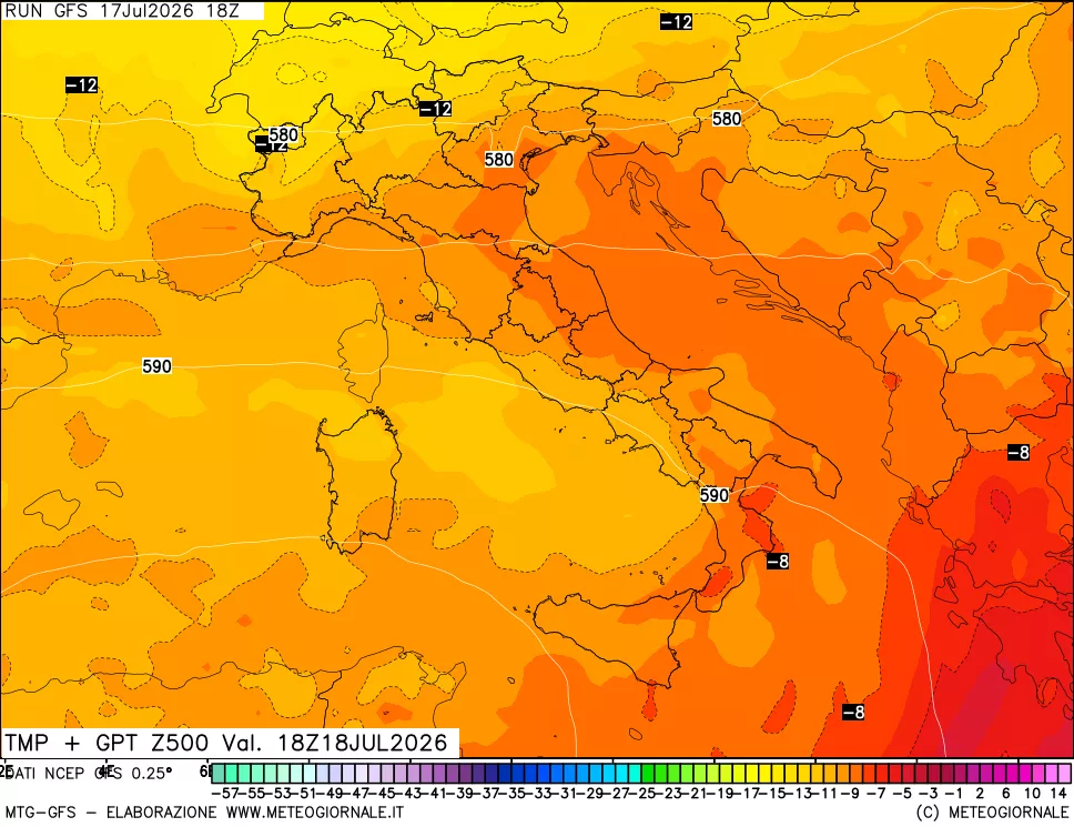 mappa 500 hPa Temp + GPT
