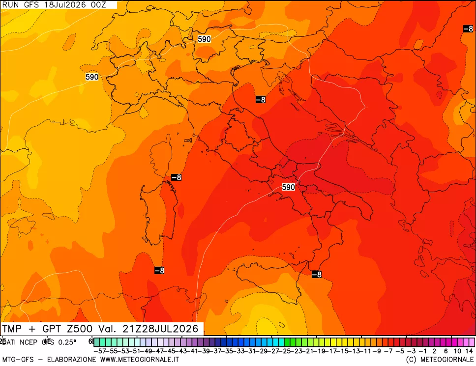 mappa 500 hPa Temp + GPT