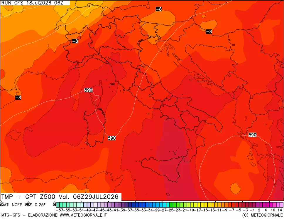 mappa 500 hPa Temp + GPT