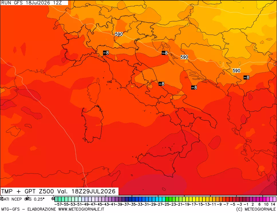 mappa 500 hPa Temp + GPT