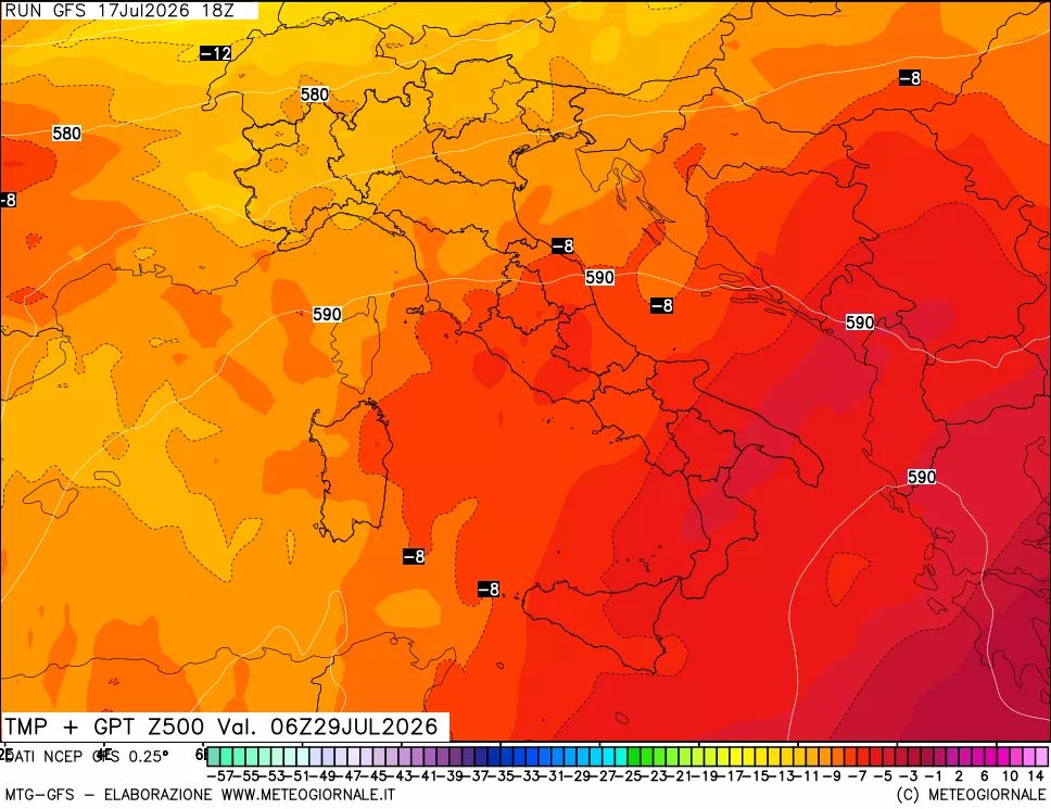 mappa 500 hPa Temp + GPT
