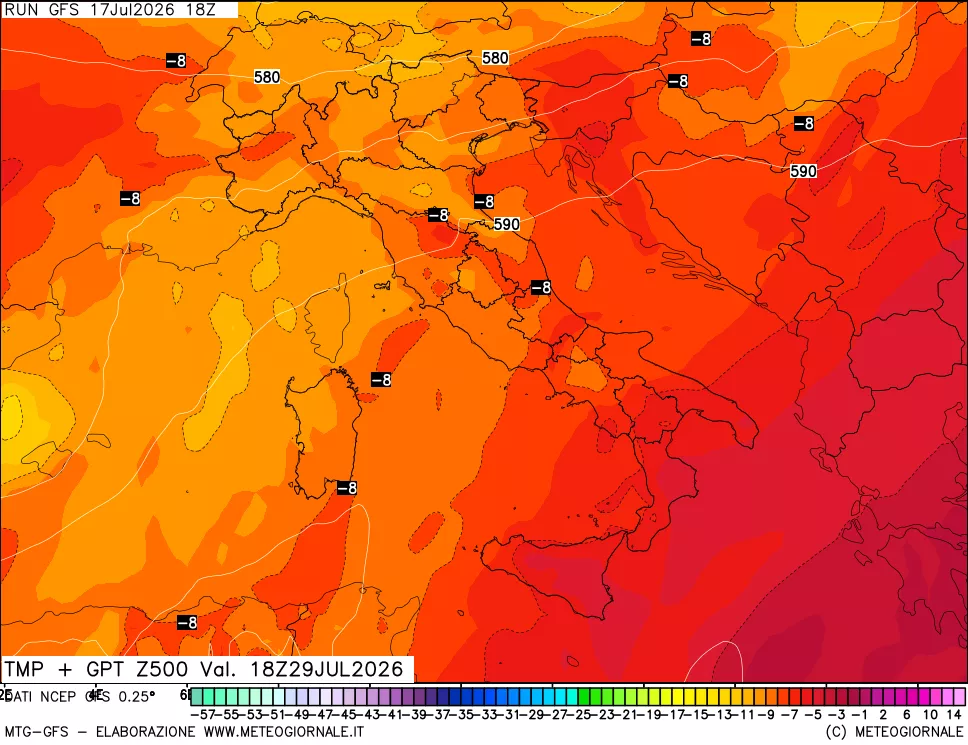 mappa 500 hPa Temp + GPT