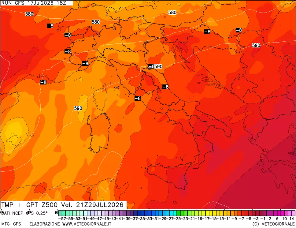 mappa 500 hPa Temp + GPT