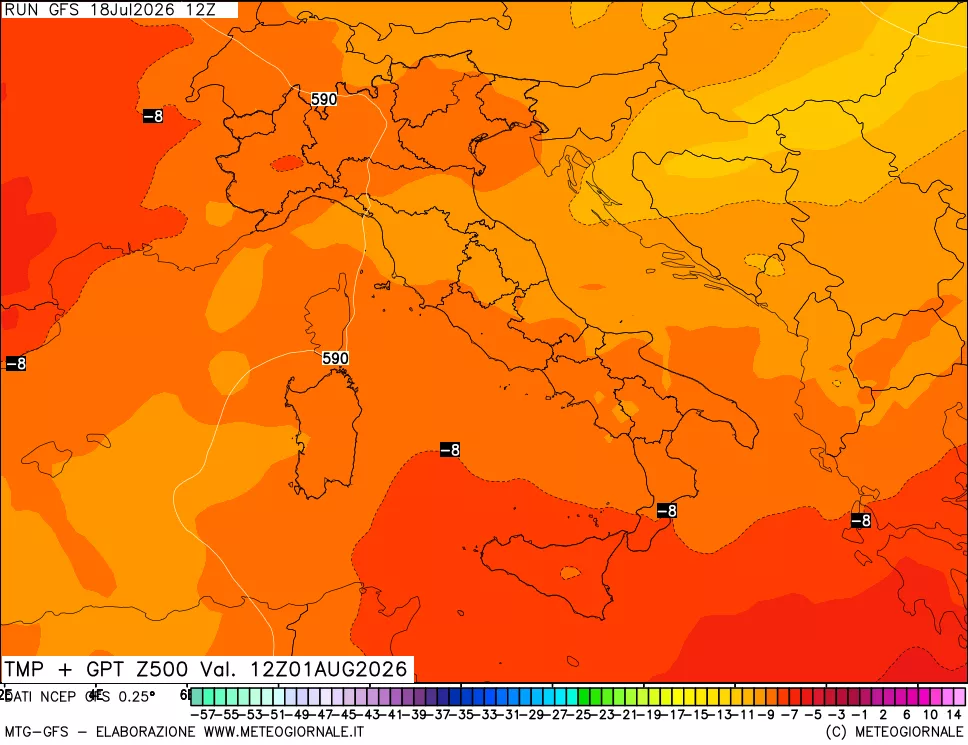 mappa 500 hPa Temp + GPT