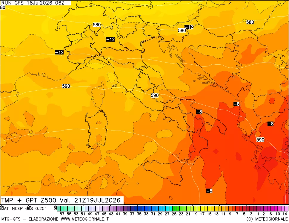 mappa 500 hPa Temp + GPT