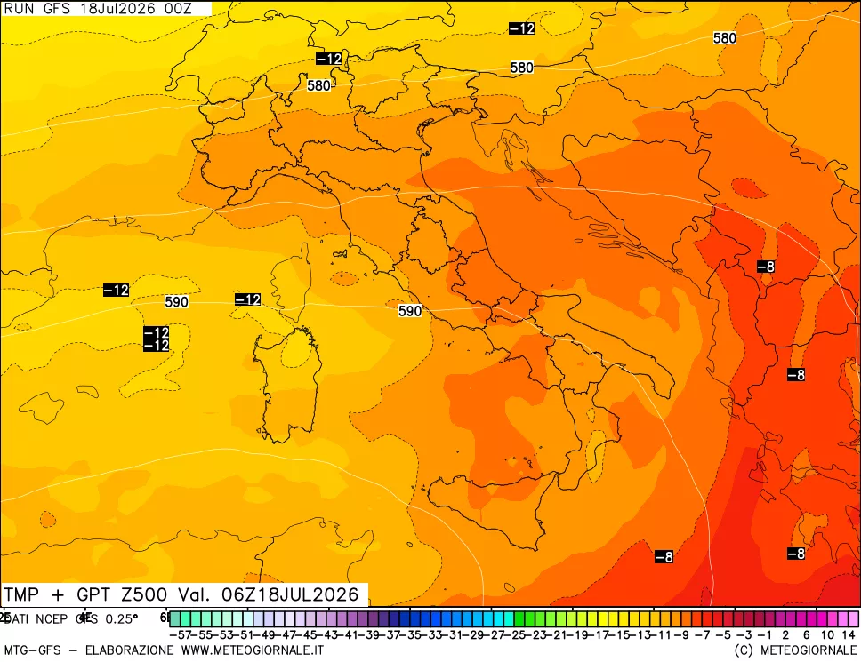 mappa 500 hPa Temp + GPT