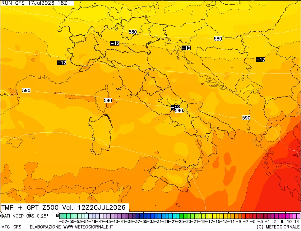 mappa 500 hPa Temp + GPT