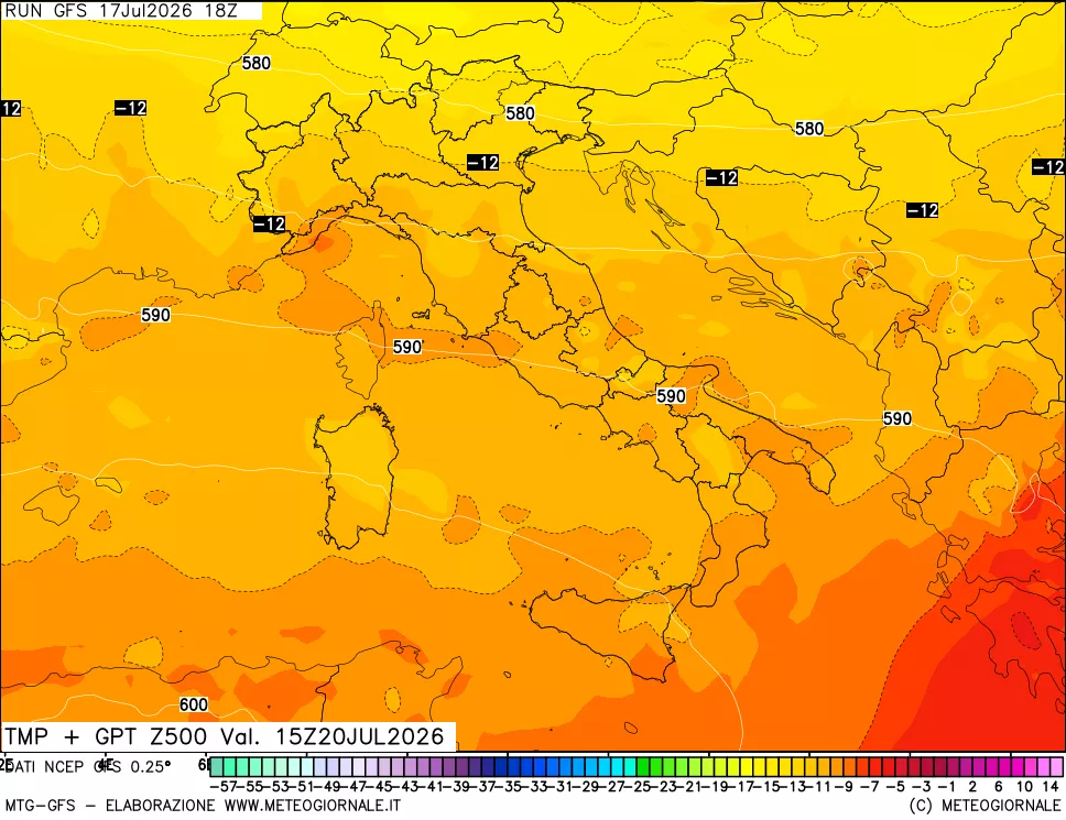 mappa 500 hPa Temp + GPT