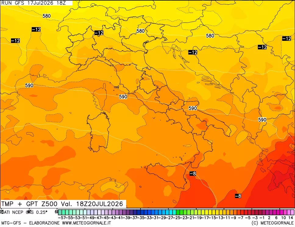 mappa 500 hPa Temp + GPT