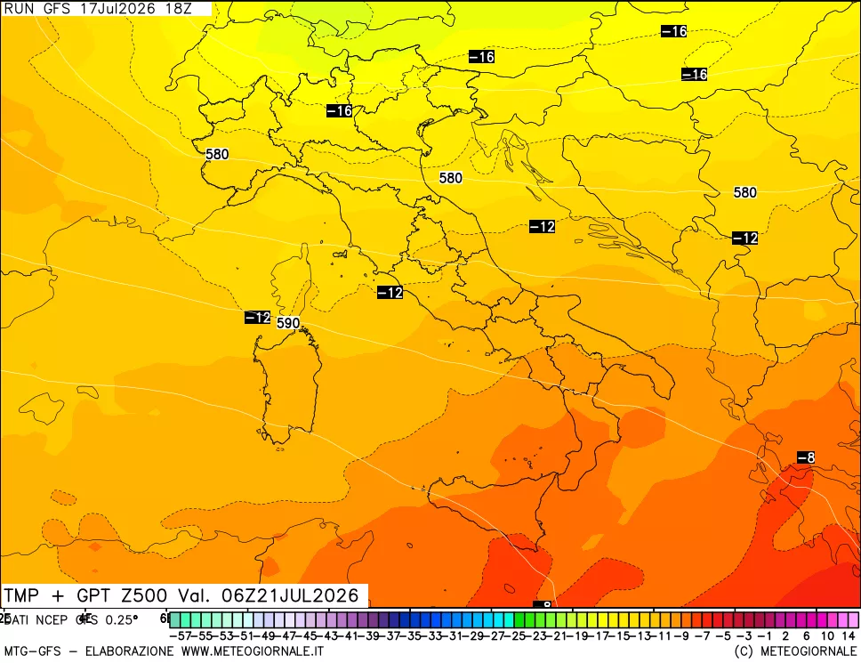 mappa 500 hPa Temp + GPT