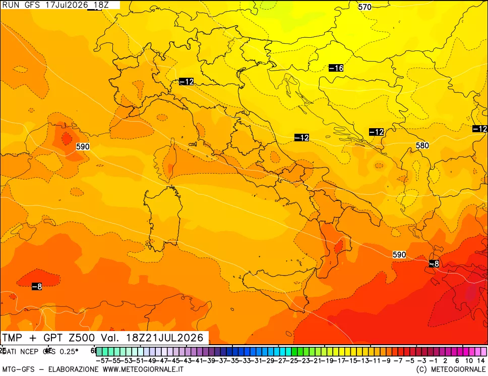 mappa 500 hPa Temp + GPT